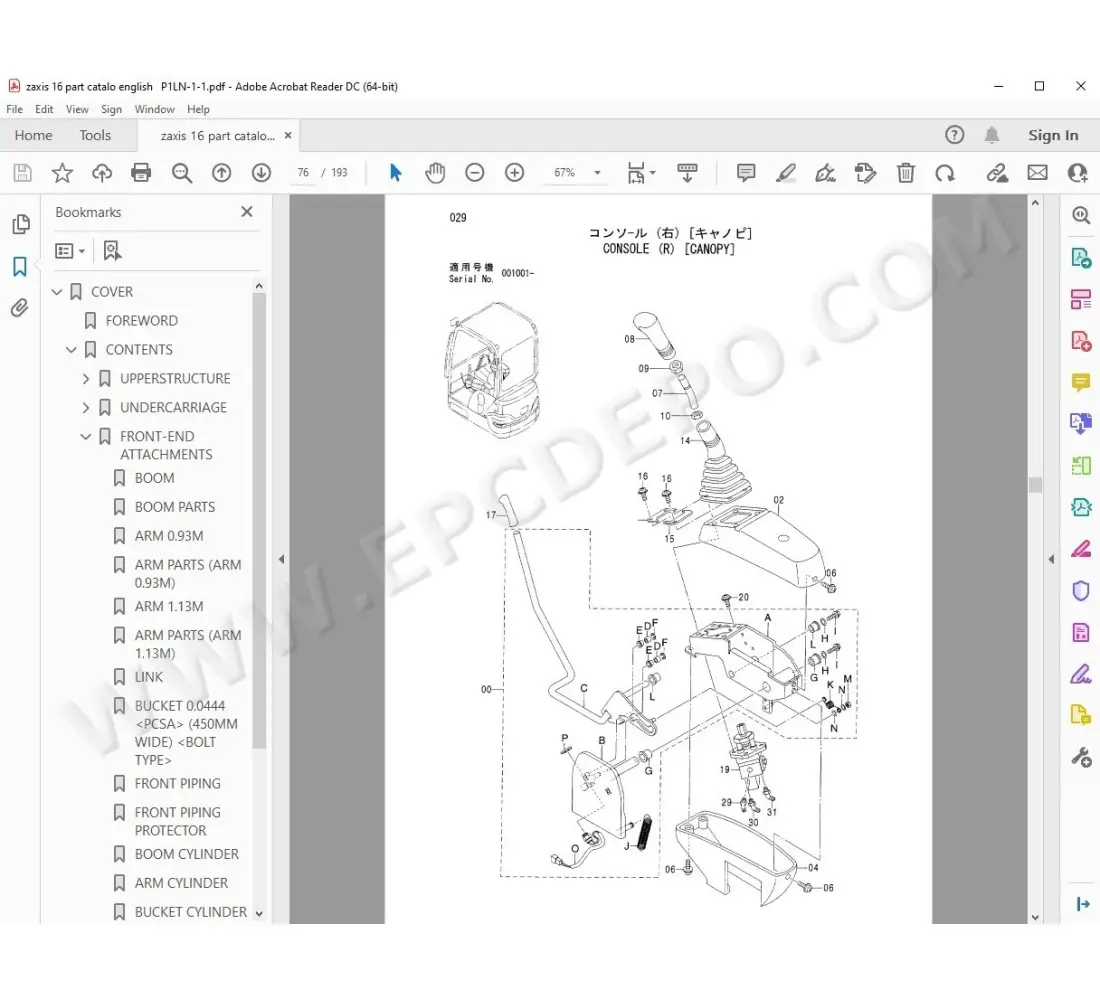Hitachi Excavator Zaxis ZX16 ZX18 ZX25 parts + service manual